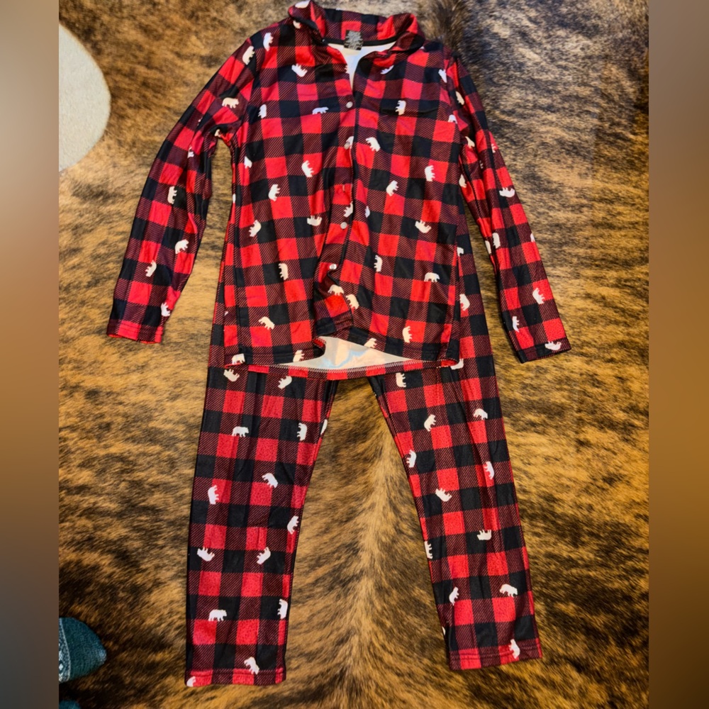 Red and Black Plaid Pajamas with Bears